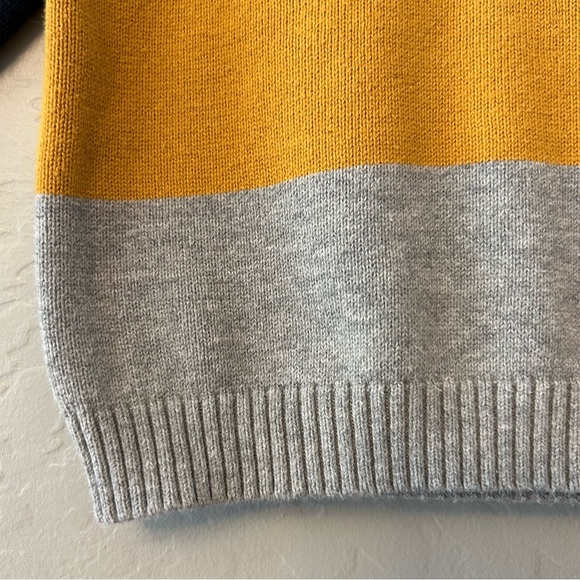 Janie and Jack colorblock navy, mustard and gray sweater size 12-18 months - Picture 7 of 9